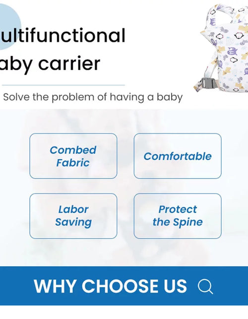 Load image into Gallery viewer, 4 in 1 Baby Carrier,Ergonomic Infant Carrier Backpack,Breathable Front Back Carrying Wrap Seat for Newborn Toddlers up to 33 Lbs,Colorful
