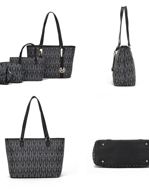 Load image into Gallery viewer, by Mia K. Marimar Women'S Tote Bag with Pouch and Wristlet, Signature 4 Piece Set - Navy Blue
