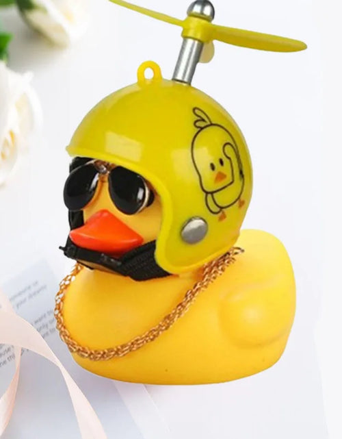 Load image into Gallery viewer, Car Duck with Helmet Broken Wind Pendant Small Yellow Duck Road Bike Motor Helmet Riding Cycling Accessories without Lights
