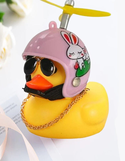 Load image into Gallery viewer, Car Duck with Helmet Broken Wind Pendant Small Yellow Duck Road Bike Motor Helmet Riding Cycling Accessories without Lights
