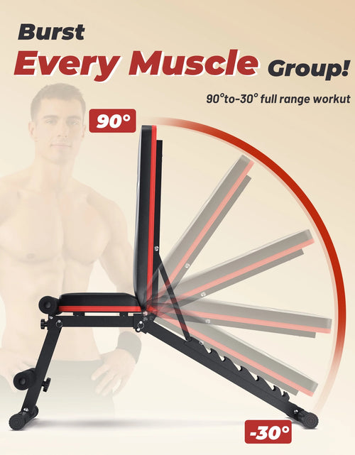 Load image into Gallery viewer, Adjustable Folding Weight Bench for Home Gym, Includes Resistance Bands
