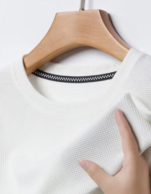Load image into Gallery viewer, Short Sleeved Polo Shirshort Sleeved Waffle Solid Polot Fashion Splicing Men'S round Neck Top Cotton Daily Short Sleeved T-Shirt

