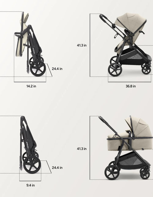 Load image into Gallery viewer, Wiz 2-In-1 Baby Stroller with Bassinet Mode, Reversible Seat and Large Canopy, Khaki, 22.3LB, Unisex
