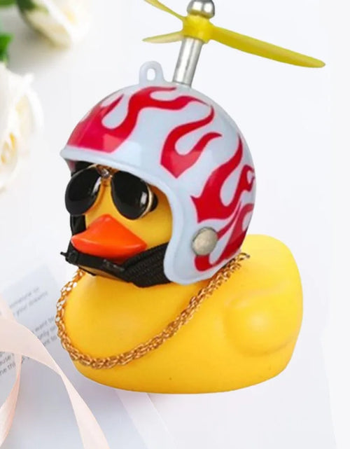 Load image into Gallery viewer, Car Duck with Helmet Broken Wind Pendant Small Yellow Duck Road Bike Motor Helmet Riding Cycling Accessories without Lights
