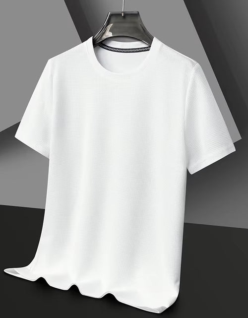 Load image into Gallery viewer, Short Sleeved Polo Shirshort Sleeved Waffle Solid Polot Fashion Splicing Men'S round Neck Top Cotton Daily Short Sleeved T-Shirt
