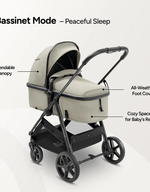 Load image into Gallery viewer, Wiz 2-In-1 Baby Stroller with Bassinet Mode, Reversible Seat and Large Canopy, Khaki, 22.3LB, Unisex
