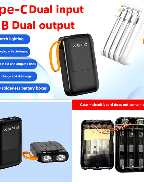 Load image into Gallery viewer, 18650 Power Bank Fast Charging Powerbank Portable Battery Charger Powerbank for Iphone Xiaomi 4IN1 Mini Battery Storage Boxes
