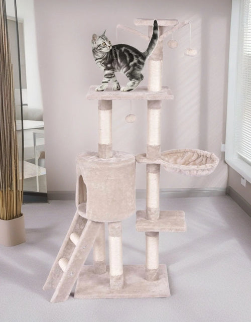 Load image into Gallery viewer, 56" Cat Tree Tower for Indoor Cats with Ladder, Scratching Posts Cat Condo for Multiple Cats Jump Platform Cat Furniture Activity Center, Beige
