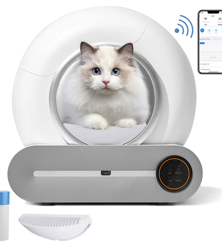 Self Cleaning Litter Box, Automatic Cat Litter Box with App Control Support, Integrated Safety Protection Smart Auto Cat Litter Box with Liner