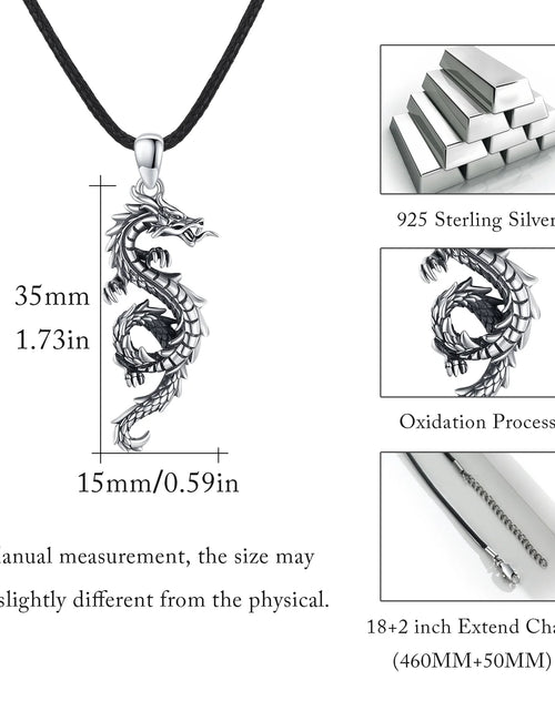 Load image into Gallery viewer, Dragon Necklace for Men 925 Sterling Silver Pendant Necklaces for Son Jewelry Birthday Gift
