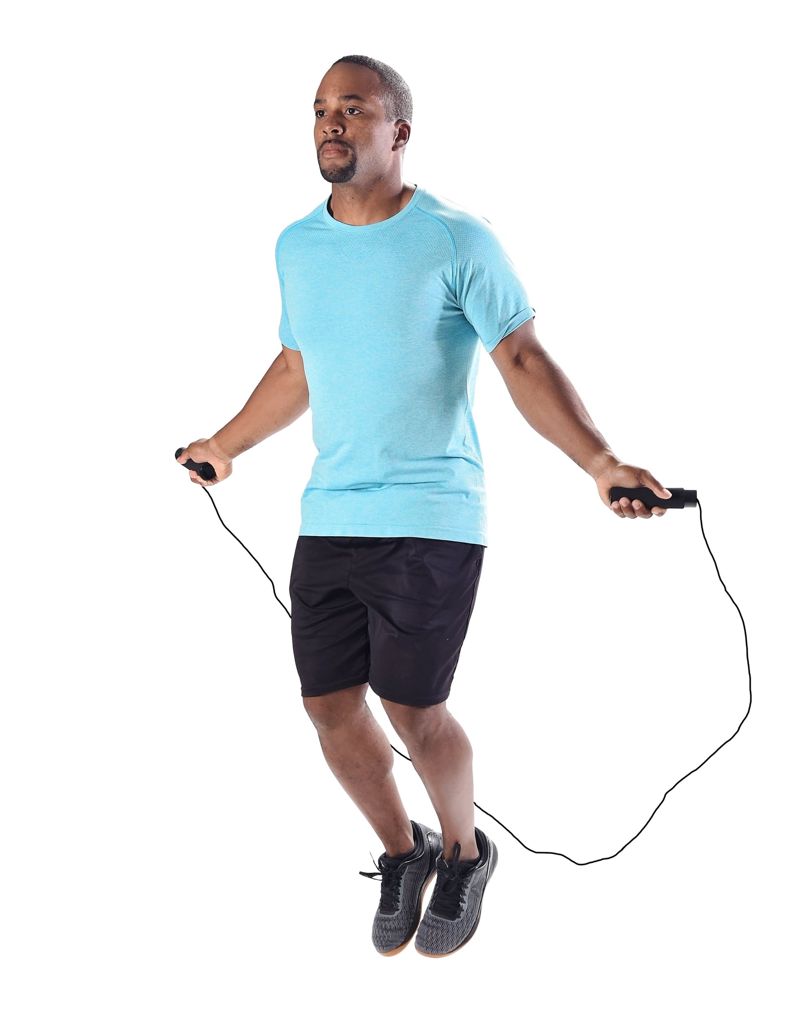Adjustable Weighted Jump Rope, Adjusts up to 9' Length, Black